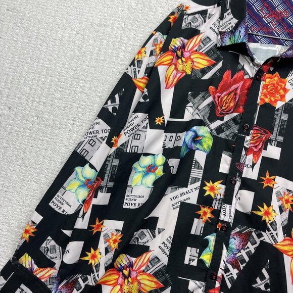 Sugar That Shirt Is Sweet Abstract Floral AOP Colorful Button Up Shirt Men XXL - Picture 3 of 13